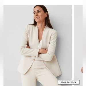 Ann Taylor Collarless Blazer in Ivory